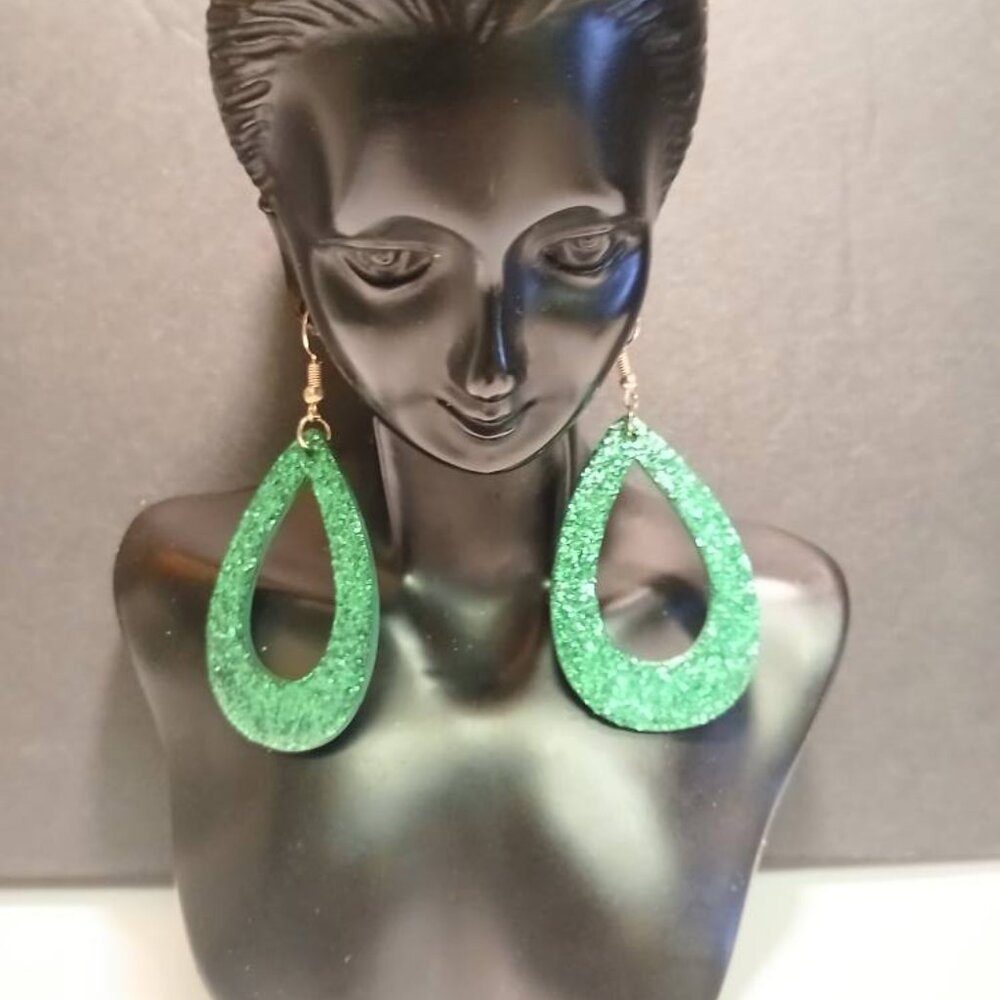 Afrocentric Earrings / Hand Painted Earrings / Wooden Earrings / Glitter Earring